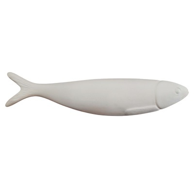 Figura decorativa de peixe em cerâmica branca
