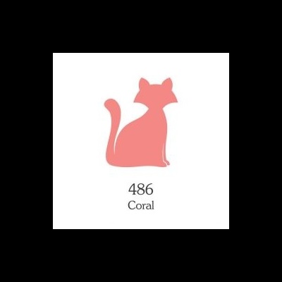 Molde de gato em cor coral com número 486 e palavra 'Coral'