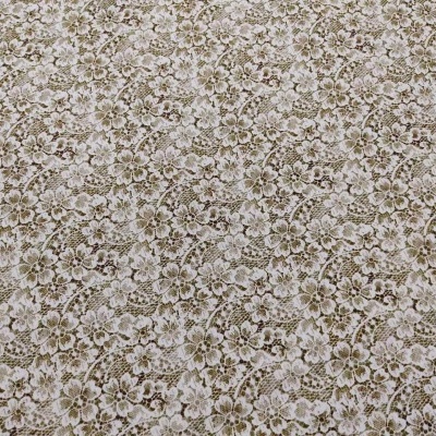 tecido padrão floral castanho e branco