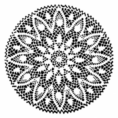 padrão circular preto e branco com desenho floral e simétrico