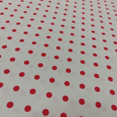 Tecido branco com bolinhas vermelhas padrão