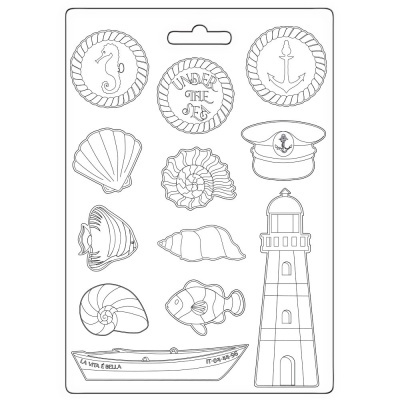 Ímanes com desenhos marítimos e texto