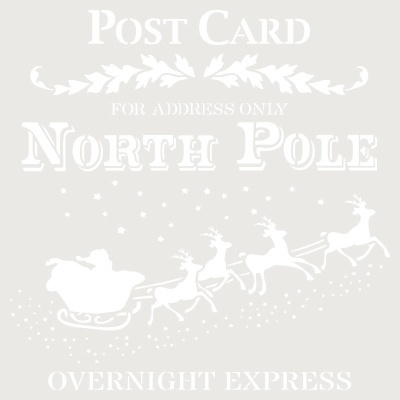 Ilustração branca com texto e trenó com renas