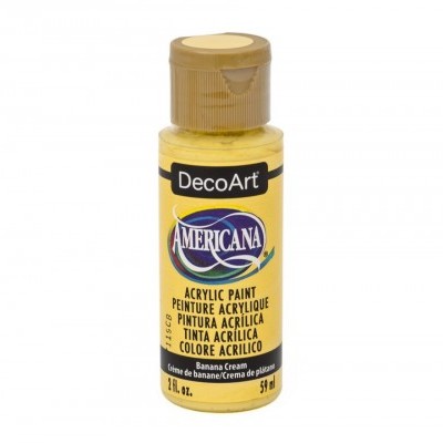 Frasco de tinta acrílica amarela DecoArt Americana Banana Cream