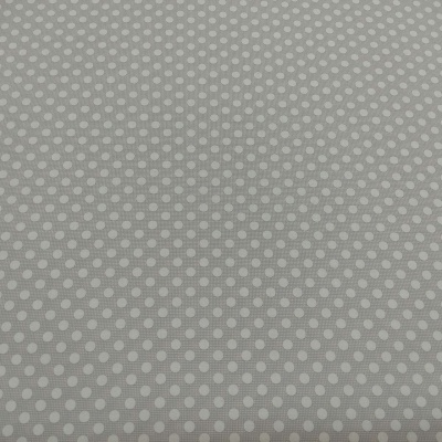 Tecido cinzento com padrão de círculos brancos pequenos