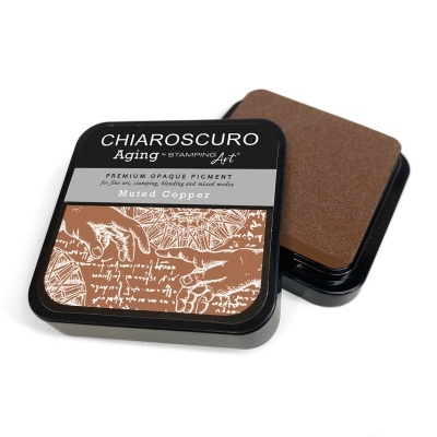 Tinta para carimbo CHIAROSCURO Age Stampin' Art Mured Copper embalagem preta e tinta bronze