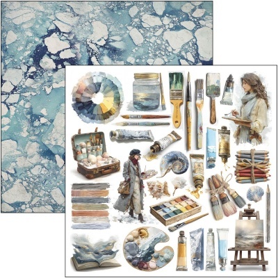 Ilustração de materiais de pintura variados em fundo branco