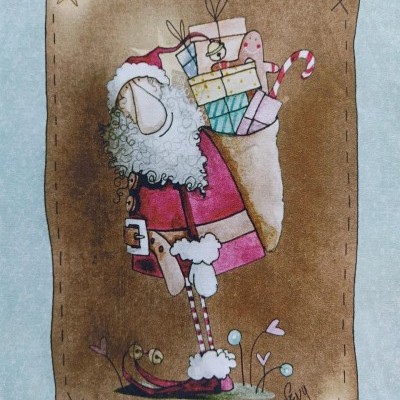 Ilustração de Pai Natal estilizado com saco de presentes