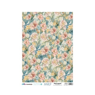 Folha decorativa floral em tons suaves para scrapbooking