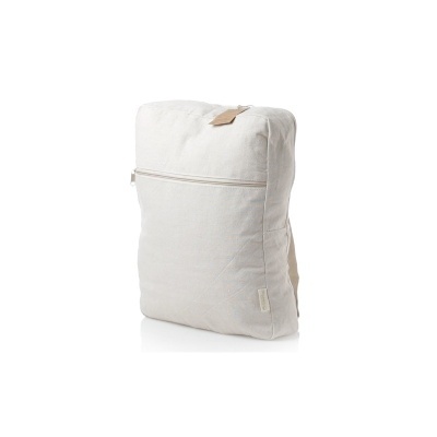 Mochila bege claro em tecido com fecho frontal