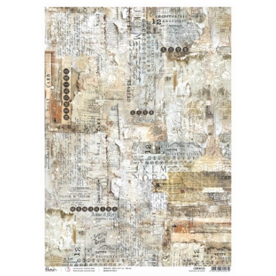 Papel de parede com padrão patchwork de texturas e textos em diversas tipografias.