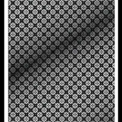 Pano ou papel de parede com padrão floral branco sobre fundo preto