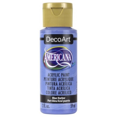 Frasco de tinta acrílica azul DecoArt Americana com tampa dourada