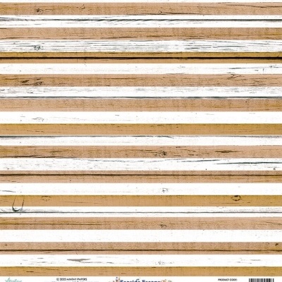 Papel decorativo com riscas horizontais em tons de madeira clara e branco envelhecido