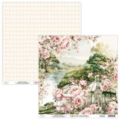 Papel decorativo para scrapbook com padrões de flores e triângulos
