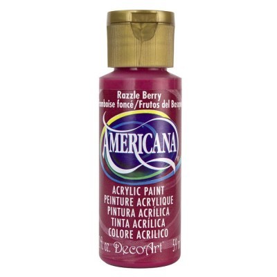 Frasco de tinta acrílica Americana cor Razzle Berry com tampa dourada