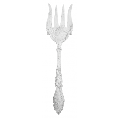 Garfo prateado decorativo com cabo floral detalhado