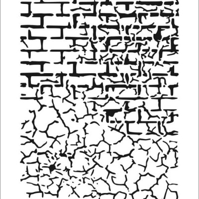 Stencil padrão tijolos e rachaduras preto em plástico branco com número 119