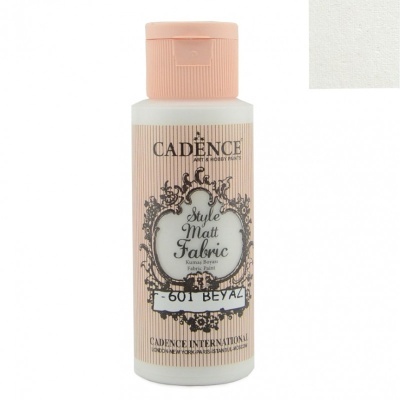 Garrafa de tinta para tecido branco fosco Cadence com tampa rosa e rótulo decorativo