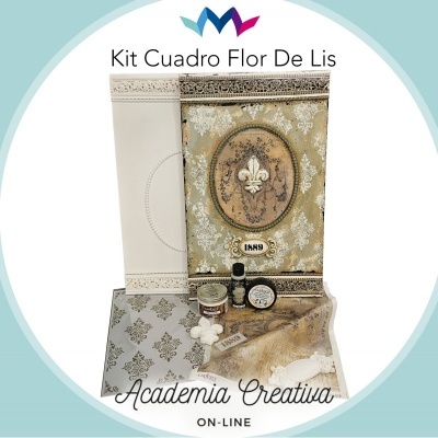 Kit de artesanato com quadro decorativo Flor De Lis e tintas