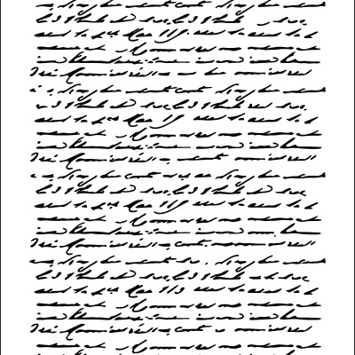 Stencil com texto manuscrito e números 536 em fundo branco