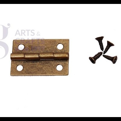 Dobradiça metálica bronze com parafusos pretos