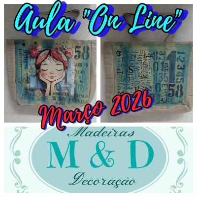 Sacos de tecido ilustrados para aula online Março 2026