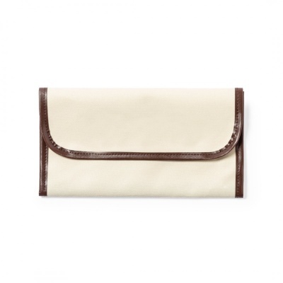 Carteira creme com bordas castanhas