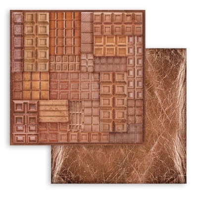 Duas telas quadradas com padrões em tons castanhos, uma com mosaico de texturas de couro e outra com textura uniforme de couro.