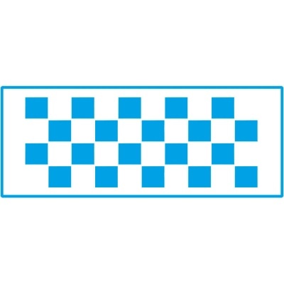 Autocolante rectangular com padrão xadrez azul e branco