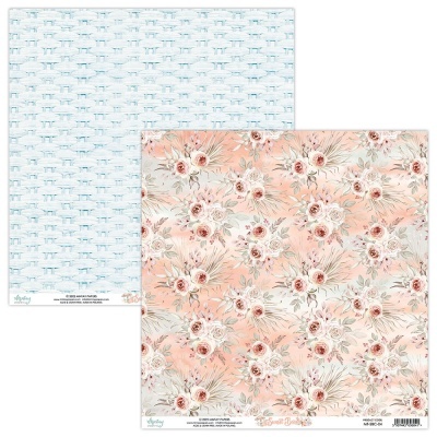 Folhas de papel decorativo com padrões floral e padrão azul