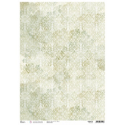 Papel de parede padrão floral barroco verde-água claro e creme
