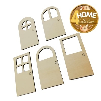 Portas decorativas de madeira clara com várias janelas e selo 4 HOME Collection