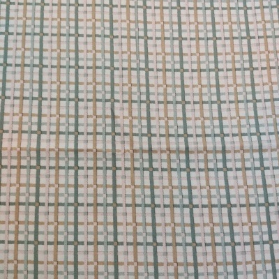 tecido padrão geométrico vegetal bege e branco