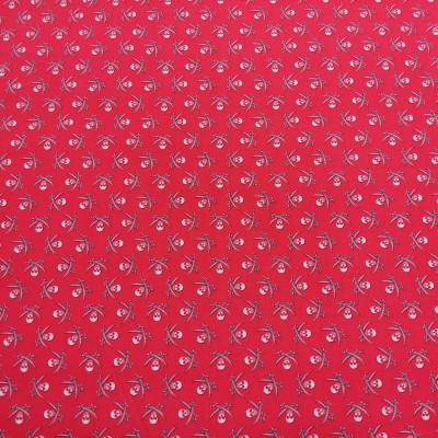 Tecido vermelho com padrão de abelhas repetidas