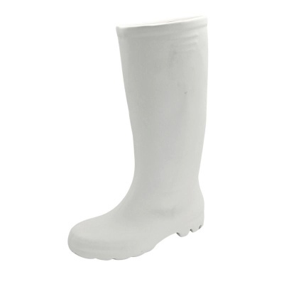 Bota emborrachada branca de cano alto