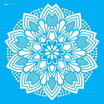 Padrão mandala branco com fundo azul