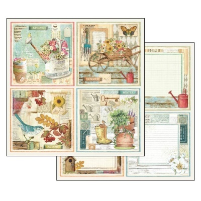 Papéis decorativos para scrapbooking com temas das quatro estações do ano