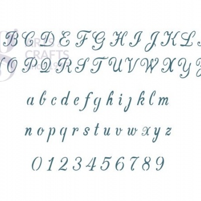 Alfabeto e números em fonte cursiva azul clara