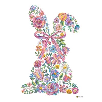 Ilustração de vestido floral colorido com laço rosa