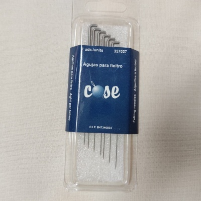 Conjunto de agulhas para feltragem em embalagem azul e transparente