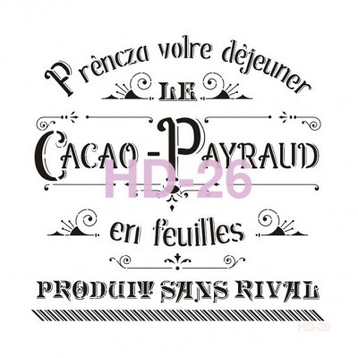 Texto vintage preto em fundo branco com frase em francês sobre cacau