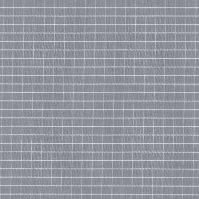 Tecido cinzento com padrão de riscas brancas formando quadrados