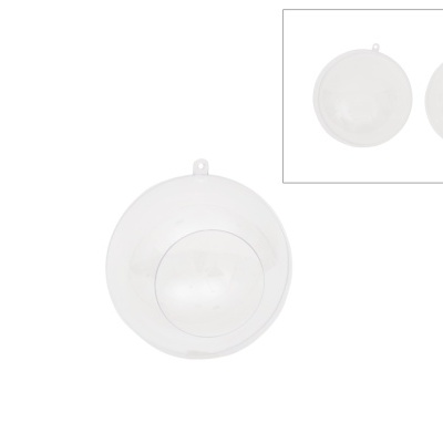 Ornamento de plástico transparente esférico com abertura