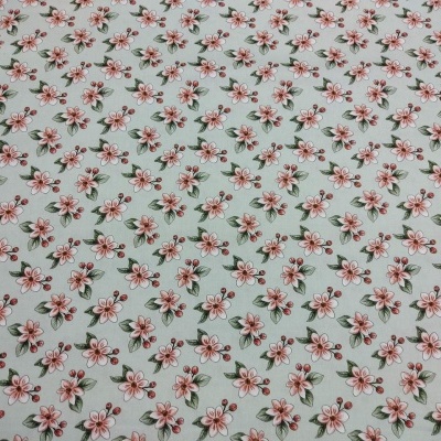 Tecido com padrão floral pequeno, fundo cinza claro