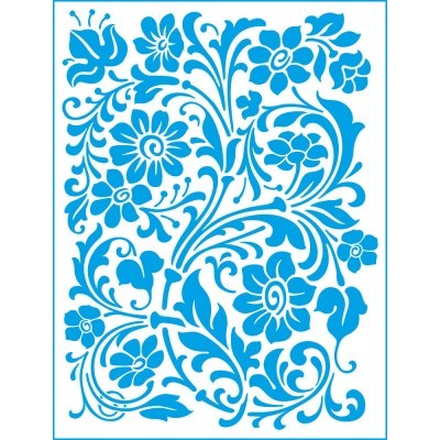 Stencil azul com padrão floral decorativo