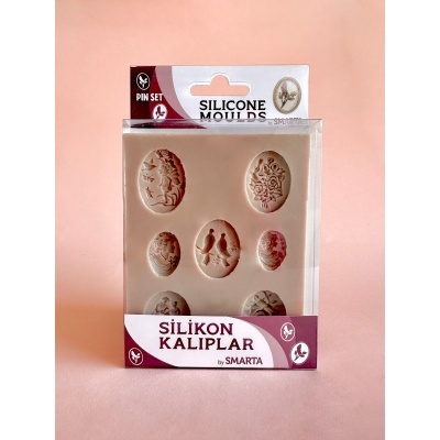 Conjunto de moldes de silicone com seis cavidades e embalagem transparente