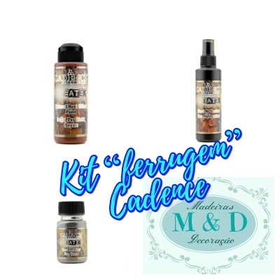 Kit ferrugem Cadence com frascos de pintura Createx para efeito ferrugem