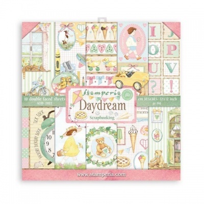Folhas para scrapbooking Stamperia Daydream com ilustrações vintage e cores pastel