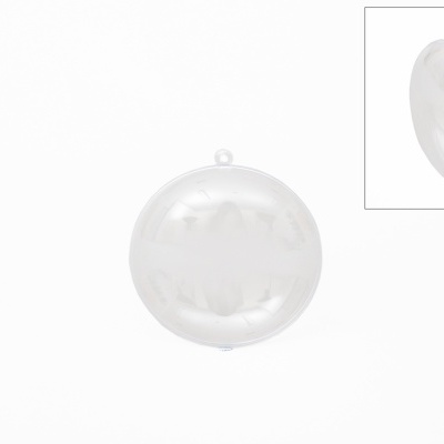 Esfera decorativa transparente em plástico com argola para pendurar